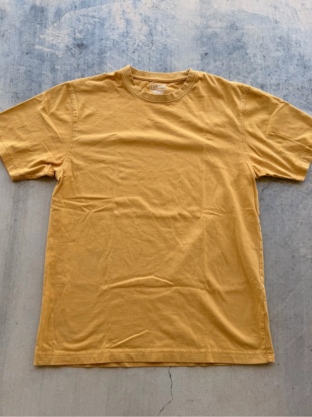 L.L. Bean Men's Short Sleeve Crewneck Tee in Mustard Yellow